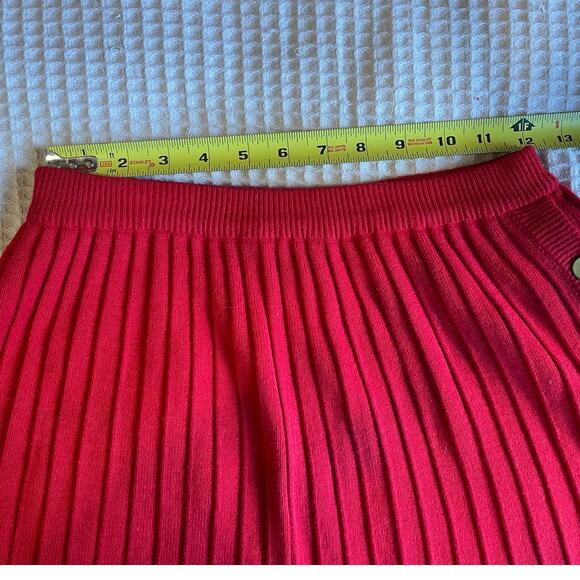 VTG Liz Claiborne Grandma Labs Wool Blend Red Ribbed Button Up Midi Skirt Medium - Picture 7 of 9